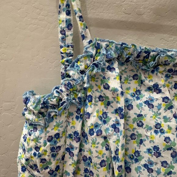 Mini Boden Blue Floral Tank Romper - Picture 4 of 9